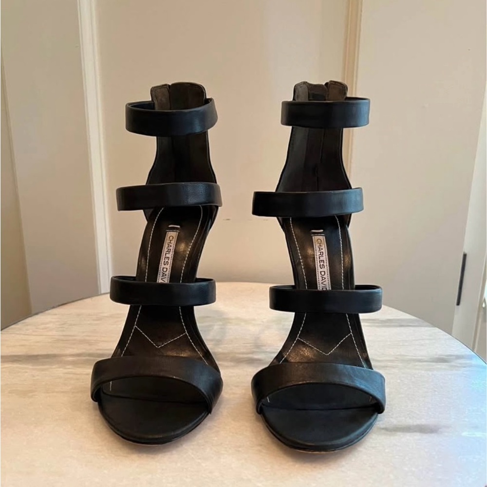 Charles David Black Strappy Heels